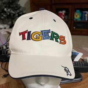 Kids Cream Cap with Multicolor 'TIGERS' Embroidery